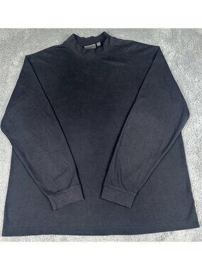 Croft & Barrow Mens Black Long Sleeve Mock Neck Shirt Cotton Tee Top Size XL